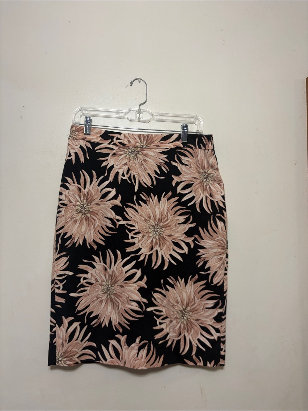 Ann Taylor Black Pencil Skirt with Blush Floral Design